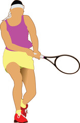 Tennis player. Colored Vector illustration for designers