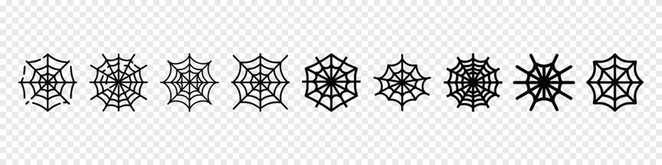 Spider web vector,  line icon of a spider web. spider net, Spiderweb set. Spiderweb. Cobweb icon collection. Spiderweb icon set. Spider web black silhouette