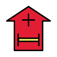 Bed Hospital Virus Filled Outline Icon