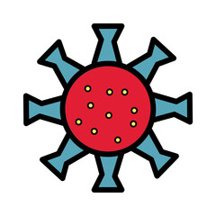 Bacteria Cell Virus Filled Outline Icon