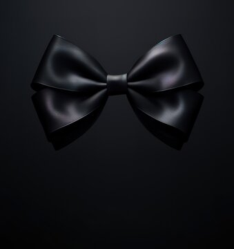 Black bow tie in photo on black background. generative AI