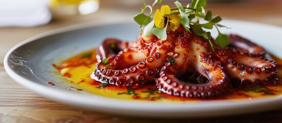 Octopus dish with sauce, boiled