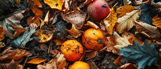 Diverse organic matter in compost.