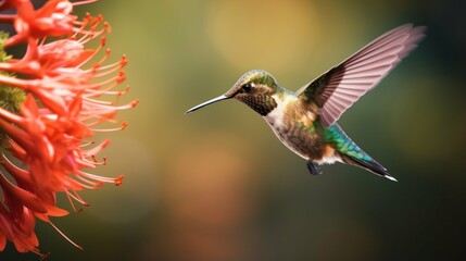 The Elegance of a Hummingbird by a Bloom