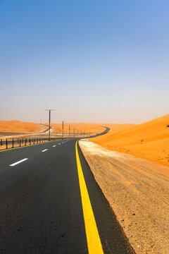 Panoramic Road View at Liwa Desert in Abu Dhabi