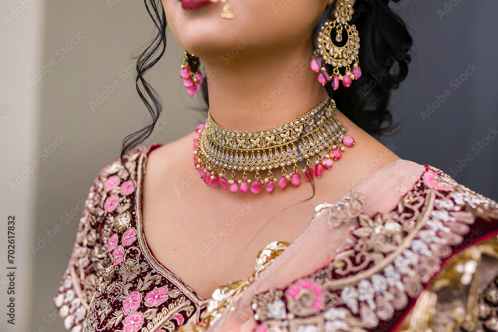 Wall mural indian bride's wedding jewelry close up - Wall murals