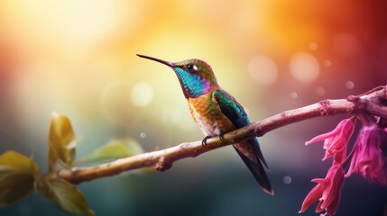 Fototapeta premium Close Up Capture of Hummingbird on a Branch
