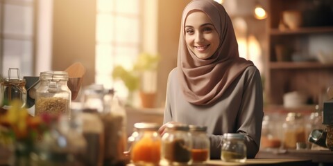 Fototapeta na wymiar The Happiness of Being a Muslim Housewife