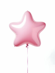 Pink star-shaped balloon cinematic photo isolated on a white background. High-resolution