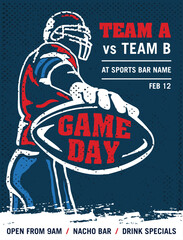 VECTORS. Editable poster template for an American Football Game Day. Invitation, flyer, ad, watch party, sports bar