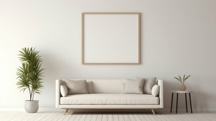 Fototapeta na wymiar Modern Living Room Brown Sofa and White Frame Mockup