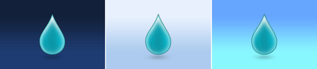 A drop of water h2o on light blue background