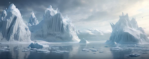 Tafelkleed Icebergs in arctic on north Pole. © Michal
