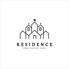 house, architecture line art logo vector illustration design graphic