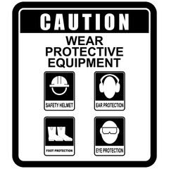 Caution, wear protective equipment, sign vector