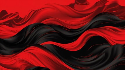 A background design forms shiny red waves with a texture. generative AI - obrazy, fototapety, plakaty
