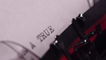 Based on a True Story, Typing on Vintage Typewriter, Starting Novel Book, Script Macro Close Up