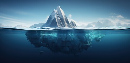 photo of an iceberg on the edge of the ocean. generative AI - obrazy, fototapety, plakaty