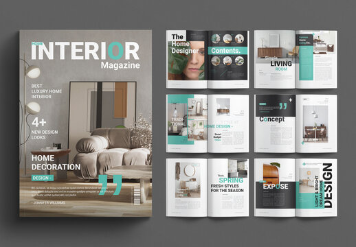 Home Interior Magazine Layout Design Template