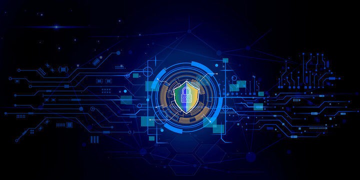 cyber security digital icon on element circuit diagram abstract pattern, technology concept - Powered by Adobe