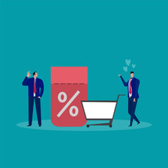 Businessman, online shopping, e-commerce, sales, ordering and shipping.Vector for graphics and web design.