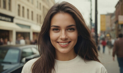 ragazza in strada sorridente