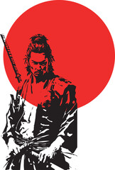 feroce samurai con sole rosso