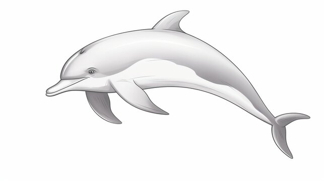 Capture the essence of marine beauty with this realistic depiction of a hand-drawn dolphin cartoon illustration, photographed in HD for an authentic and lively touch.
