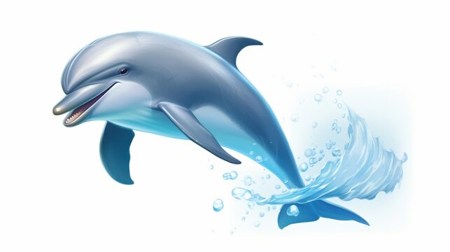Capture the essence of marine beauty with this realistic depiction of a hand-drawn dolphin cartoon illustration, photographed in HD for an authentic and lively touch.