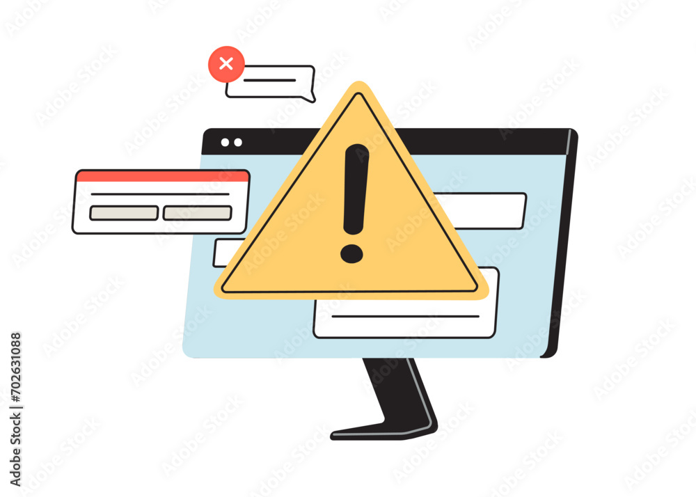 Poster danger alert, dangerous website warning concept. error information, computer virus. fake web-site, o
