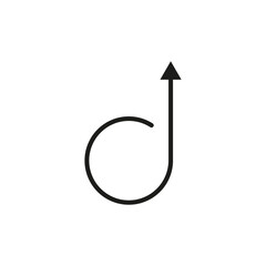 Semicircular rounded arrow. Semi circle thin long narrow shape. Vector drawing and illustration.