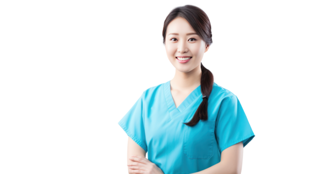 young pretty chinese woman surgery doctor isolated on white background