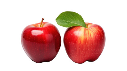 The red apples were cut in half, isolated on transparent and white background.PNG image.