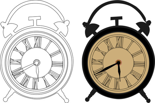 outline and silhouette table watch vector