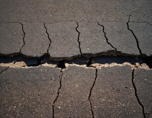Obraz premium crack on the asphalt from an earthquake, top view