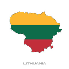 Vector illustration of the flag of Lithuania with black contours on a white background