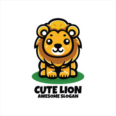 cute lion mascot logo design