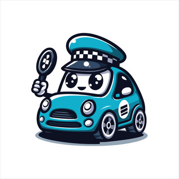 car police cartoon mascot logo design