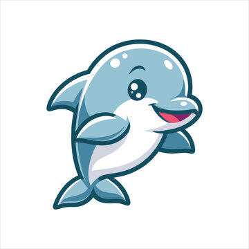 cute dolphin cartoon logo design