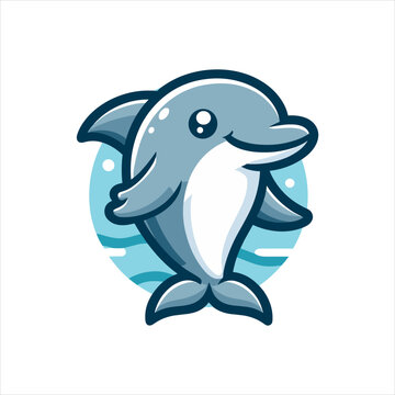 cute dolphin mascot logo design