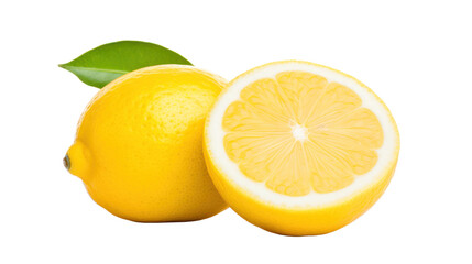 Lemon fruit with half isolated on white background,