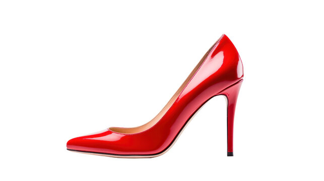 Luxury Red high heels isolated on transparent and white background.PNG image.