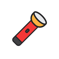Flashlight flat color icon. Vector illustration. Isolated on white background.