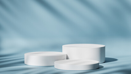 blue background for product presentation with shadows and light. 3d rendering with podium