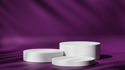 purple background for product presentation with shadows and light. 3d rendering with podium
