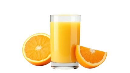Glass of fresh orange juice isolated on transparent and white background.PNG image.