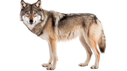 Obraz premium Gray wolf isolated on transparent and white background.PNG image.