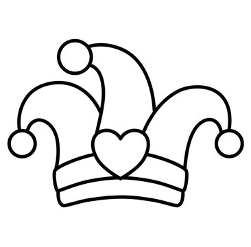 recommend clip art: Cute Mardi Gras Joker hat outline doodle cartoon icon
