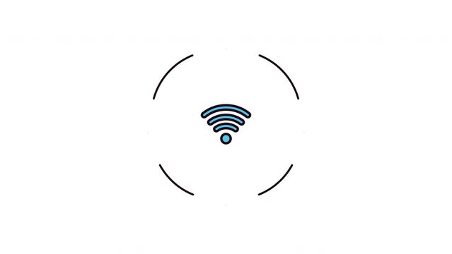 animated illustration concept of a computer connecting to the internet via a wi-fi signal. with a white background. 4k resolution video