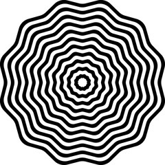 Optical illusion, psychedelic, wave. Abstract Geometric black shape icon